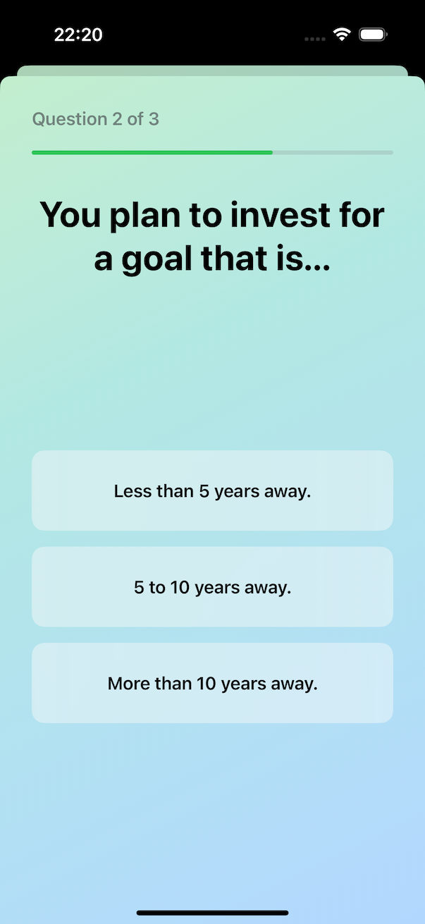 Screenshot of the Investment Style Quiz